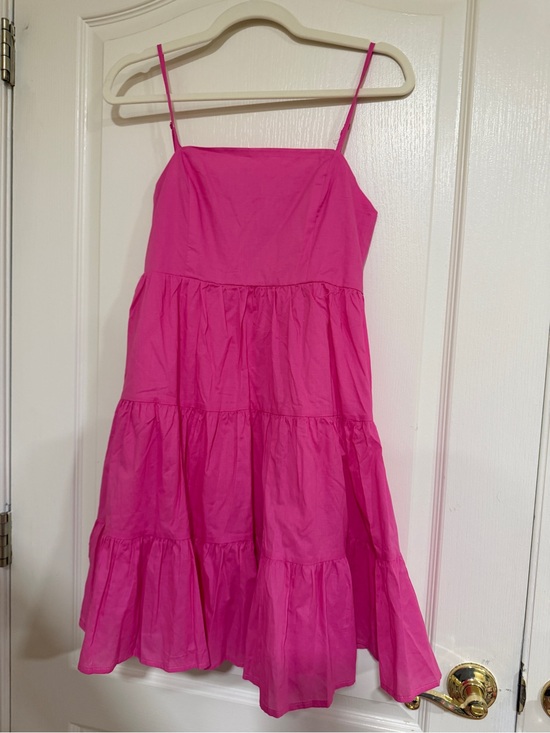 Francesca's Collections Dresses & Skirts - Francesca's Collections Hot Pink Tiered Spaghetti-Strap Mini Dress